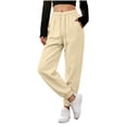 thumbnail image 4 of Luivaraty Womens Joggers Drawstring Elastic High Waist Workout Sweatpants Casual Athletic Outdoor Solid Color Joggers with Pockets, S-2XL, 4 of 7