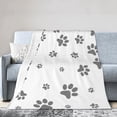 thumbnail image 2 of Super Soft Anti-Pilling Flannel Bed Blankets, Puppy Paw Print Cozy Fluffy Warm All Seasons Throw Blanket for Sofa Bedding, 50"x40", 2 of 8