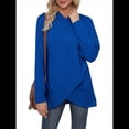thumbnail image 2 of Sudadera Holgada con Capucha y Larga para Mujer, de Color Liso e Irregular Azul Real XXXL, 2 of 9