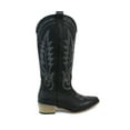 thumbnail image 4 of AZAR MAN Women's Western Cowboy Snip Toe Embroidered Leather Knee High Cowgirl Boots Wide Calf (Black, US Footwear Size System, Adult, Women, Numeric, Medium, 10), 4 of 6