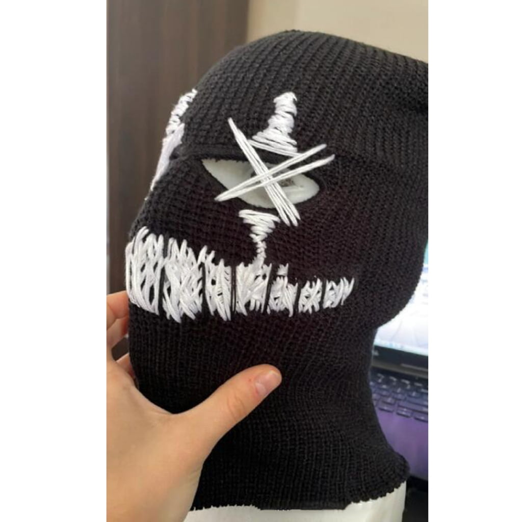Tibvox Knitted Full Face Cover Ski Mask for Men, Halloween Thermal Winter Warm Knit Beanie Balaclava for Outdoor Sports