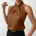 thumbnail image 4 of GUACER Tank Tops for Women Sleeveless Satin Lightweight Blouses Elegant Twist Front Halter Keyhole Back Cami Tops, 4 of 6
