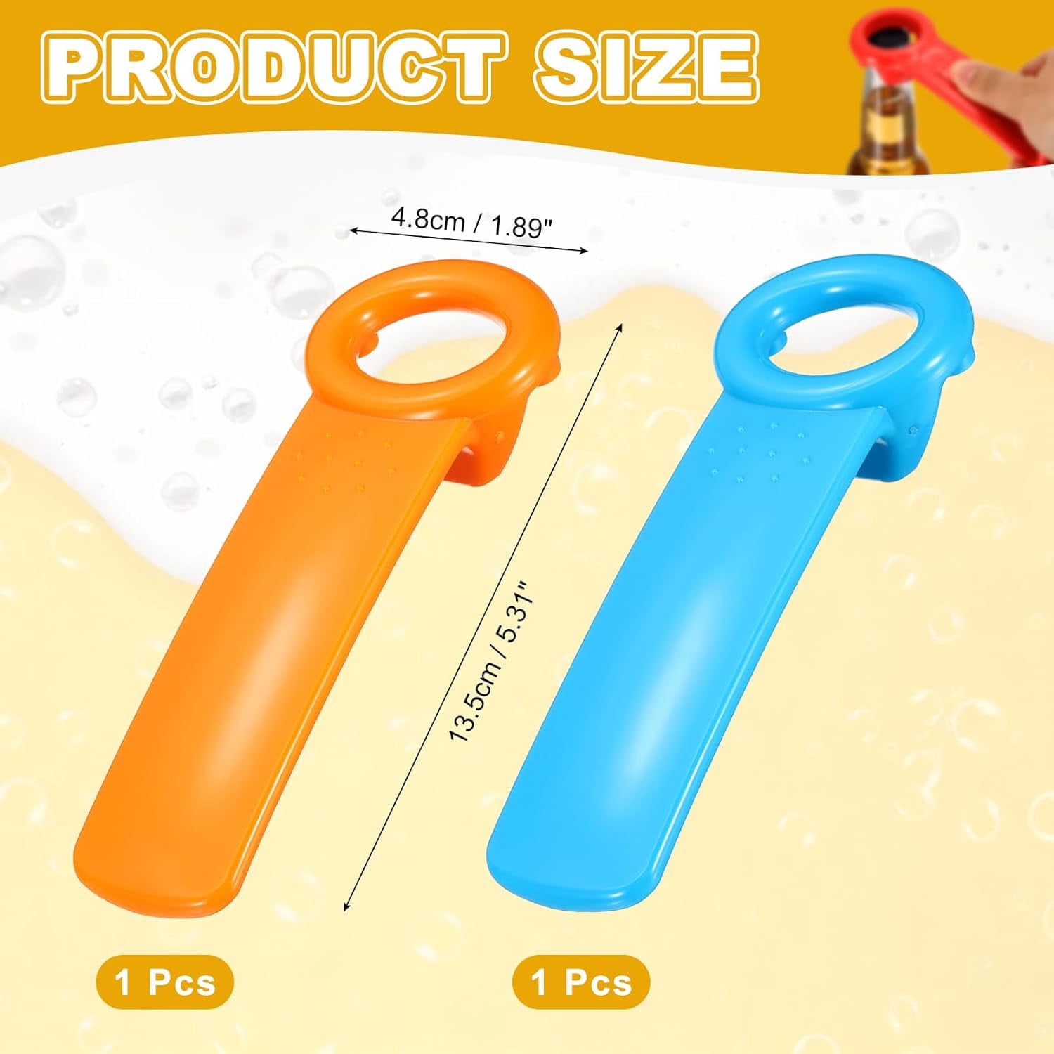 FRKSMD-2 Pcs Jar Key Lid Opener, Plastic Jar Lid Opener Easy Grip Multifunctional Durable Can Open Tool for Elderly Seniors Women Weak Hands Easy-use by Anyone, Orange/Sky Blue