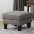 thumbnail image 2 of Fabric Ottoman Light Grey - Multi-Purpose Shoe Stool & Footrest with Solid Wood Legs, Comfortable Coil Spring Cushion for Living Room or Hallway, Easy Assembly, 2 of 9