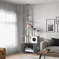 thumbnail image 6 of E-Western Multi-Functional Cat Tree with Litter Box Enclosure and Platforms Gray, Floor to Ceiling Design, Includes Condo, Hammock, Bed, Scratching Posts, Elevated sturdi, 6 of 8