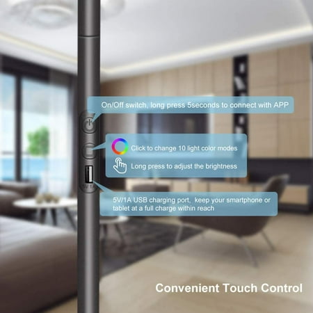 Smart Wifi Floor Lamp Works With Alexa Echo And Google Home Super Bright Led Torchiere Lamps For Living Room Bedroom Office Indoor Modern Dimmable Standing Light Reading Black Smart Wifi Floor Lamp Works With Alexa, How To Connect Smart Floor Lamp
