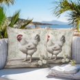 thumbnail image 3 of Throw Pillow Covers 26x26 Inch Set of 2, White Chicken Rustic Waterproof Outdoor Pillow Covers, Vintage Floral Oil Painting Decorative Cushion Pillowcases for Couch, Sofa, Bed, Garden, Patio, 3 of 9