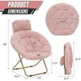 thumbnail image 2 of Comfy Saucer Chair Set of 2 with Headrest Large Cozy, Metal Frame Cozy Lounge Lazy Chair Folding Faux Fur Round Saucer Chair for Adults, Foldable Moon Chair, 2 of 5