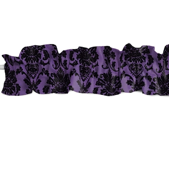 Floral Poplin Damask Curtain Sleeve Topper Plum
