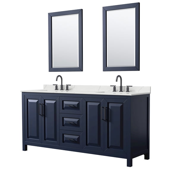 Wyndham Collection WCV252572DBBGTUS3M24 Daria 72" Free Standing Double Basin Vanity Set -