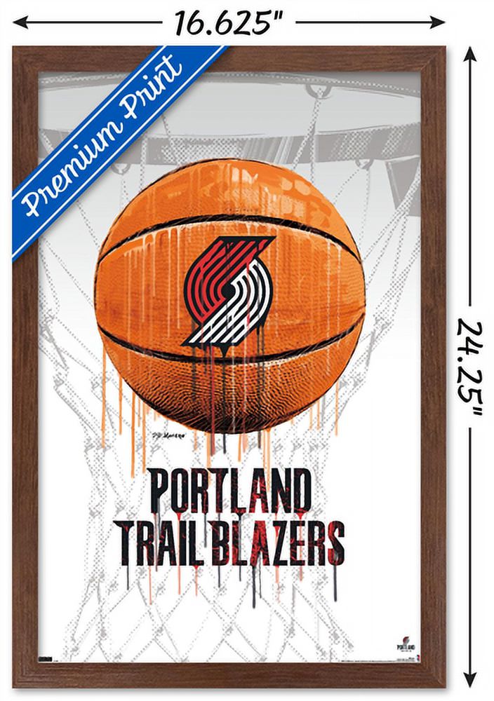 NBA Portland Trail Blazers - Drip Basketball 21 Wall Poster, 14.725" x 22.375", Framed