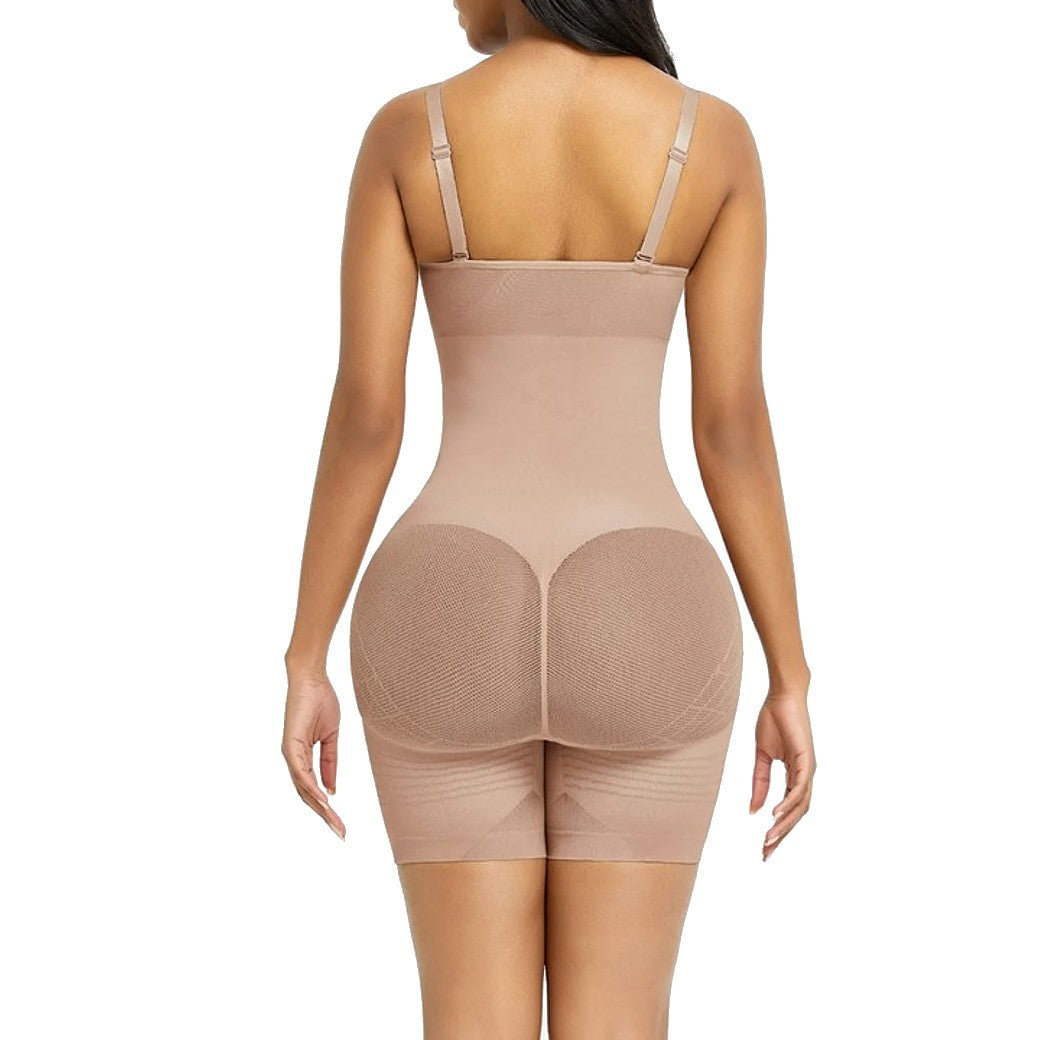 SHECURVE Comfort Seamless Full Body Shaper Bodysuit Nude