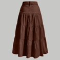 thumbnail image 5 of RFQWOVSR Women High Waist A-Line Midi Skirt Solid Color Elegant Basic Pull On Elastic Waist Lightweight Summer Casual XXL, 5 of 5