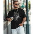 thumbnail image 3 of Men's T-Shirt Whale Animal Floral Line Art Short Sleeve Casual Tee Classic Crew Neck T-Shirt for Men, M, 3 of 7