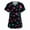 38# Black, variant on Scrubs for Women Tops Valentines Print Shirt V Neck Cartoon Pattern Short Sleeve Nursing Uniform with Pockets 41# Dark Blue S