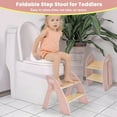 thumbnail image 6 of Wooden Step Stool, Two Step Stools, 300 lb. Load Capacity, with Safety Non-Slip Pads and Handles, Bamboo Step Stool for Bathroom and Kitchen, Children's Double Height Step Stools(Pink), 6 of 18