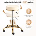 thumbnail image 4 of Silla giratoria Rolling Stool OmySalon Vanity Salon para masajes, color blanco, 4 of 8