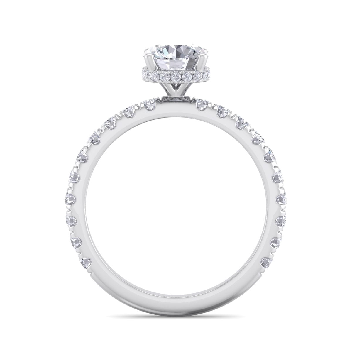 SuperJeweler 1 1/2 Carat Round Shape Hidden Halo Moissanite Engagement Ring In 14 Karat White Gold For Women