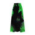thumbnail image 4 of WFJCJPAF 2024 New Halloween Clearance! Long Skirt for Women Planets,Women's Printed Elastic Waistband Pleated Pocket Skirt With Mid Calf Skirt - Green S, 4 of 5