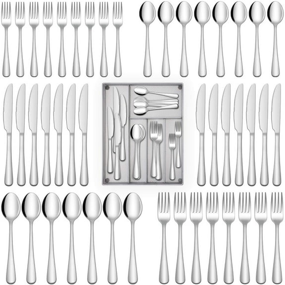 40 Pcs Stainless Steel Flatware Set,Dishwasher Safe,Hand Wash,Silver