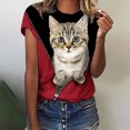 thumbnail image 1 of SMihono Hauts pour Femmes Été Décontracté T-Shirts Col Rond Imprimé Animal Manches Courtes Blouse Grande Taille, 1 of 5
