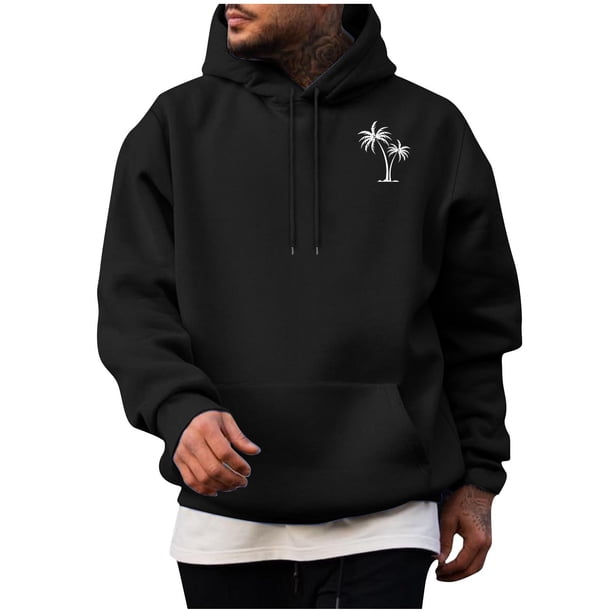 Sudadera con capucha para hombre, informal, a la moda, de color liso, de manga larga, con bolsillo, de poliéster