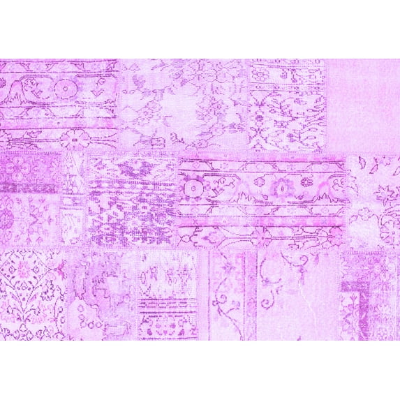 Ahgly Company Indoor Rectangle Abstract Purple Contemporary Area Rugs, 3' x 5'