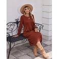 thumbnail image 5 of Zeagoo Fall Dresses for Women Long Sleeve Midi Dress Casual A Line Dresses Pleated Flare Dress with Pockets, 5 of 6
