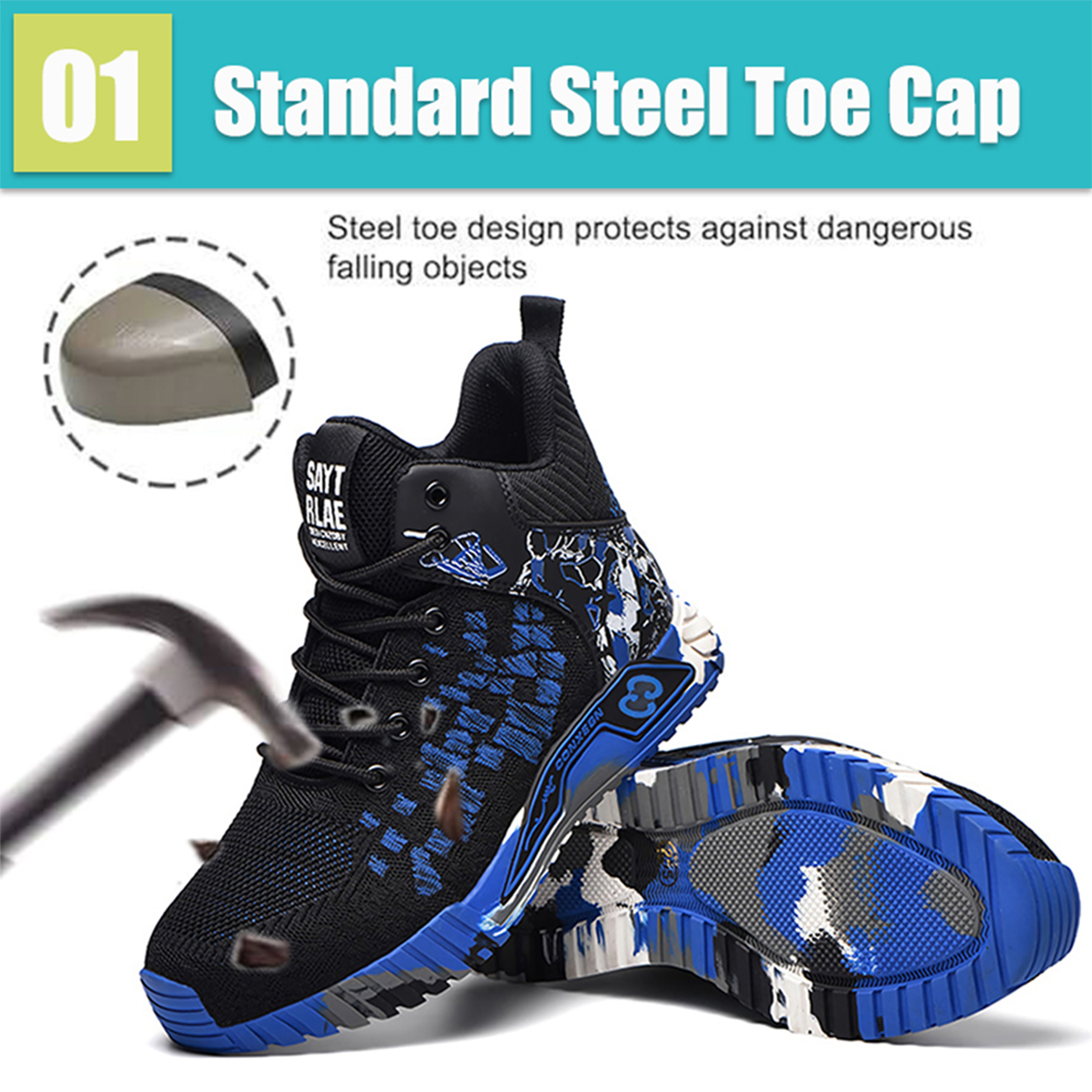 XQJ Men's Steel Toe Work Boots, Anti-Puncture, Indestructible photo 2