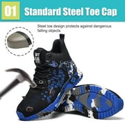 XQJ Steel Toe Boots For Men Work Safety Shoes Anti-smash Anti-puncture Indestructible Shoes Construction Working Boots Outdoor Security Boots Blue