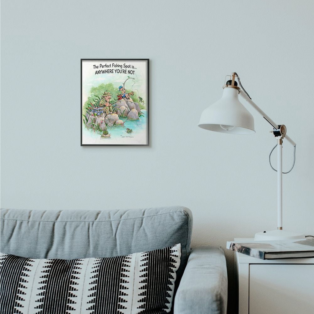 Stupell Industries Perfect Fishing Sport Funny Sports Cartoon Design Framed Wall Art by Gary Patterson