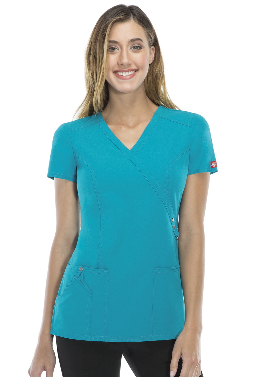 Dickies - Dickies Xtreme Stretch Scrubs Top for Women Mock Wrap 85956, XXS, Teal - Walmart.com