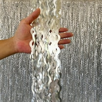 3 Pack Silver Wavy Foil Fringe Curtains - 3.2 x 6.6 ft Metallic Tinsel Streamers Backdrop for Birthday Party, Wedding, Disco, New Year Decorations & Photo Booth Props