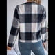 thumbnail image 4 of Chaqueta Corta A Cuadros para Mujer, Camisas de Larga con Botones y Tops Azul Marino S, 4 of 9