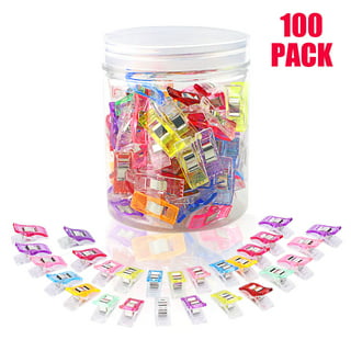 Otylzto Sewing Clips 100 Pcs with Plastic Box Premium Quilting Clips for Supplies Crafting Tools Assorted Colors Plastic Clips for Crafts Plastic