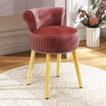 thumbnail image 2 of Gymax Velvet Vanity Chair w/ Back Tufted Low Back & Solid Wood Legs for Bedroom Pink, 2 of 10