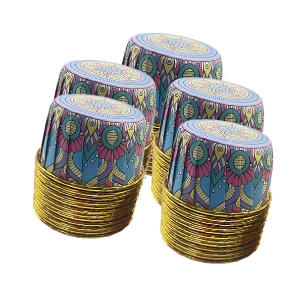 50 Uds. Tazas de papel para hornear, forros bohemios para cupcakes, suministros para fiestas, moldes para muffins, vasos para cupcakes para vacaciones Estilo C