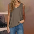 thumbnail image 2 of Women Sleeveless Crop Tops Plus Size, White Blouse for Women Dressy Cotton Workout Tops for Women Built In Bra Women Tank Tops Loose Workout Crew Neck Tops Grey my orders deals, 2 of 6
