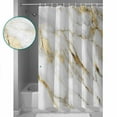 thumbnail image 3 of Gold White Marble Shower Curtain Set ，Waterproof Fabric Shower Curtains Abstract Cracked Stone Texture Contemporary Shower Curtains for Bathroom,Bathroom Decor 72"x84", 3 of 6