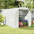 thumbnail image 2 of Homiyad 15x7x7 High Tunnel Greenhouse, with 6 Roll-up Windows & Roll Up Door, 140 GSM PE Cover, Steel Frame, for Planting, Garden, White | Aosom.com, 2 of 8