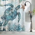 thumbnail image 2 of Ocean Turtle Starfish Fabric Shower Curtain Summer Blue Washable Shower Curtains for Bathroom, Waterproof Bath Curtain with Hooks Home Decor 72x72in, 2 of 8