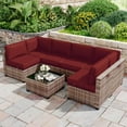 thumbnail image 6 of Kimunuk 14 Piece Outdoor Furniture Replacement Cushions, 5" Foam Foam High-Density, Fits 6-Seat Sectional Rattan Conversation Set, Patio Water-Resistant Sofa Cushions, Burgundy, 6 of 6