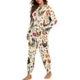 thumbnail image 2 of Yuyamidu 2 Pack Chicken Scoop Neck Pajamas Flower Night Top Pants Women Sleepwear Pants Set of 2 Cock Daily Wear Clothes Size L Fashion Long Sleeve Homewear, 2 of 7