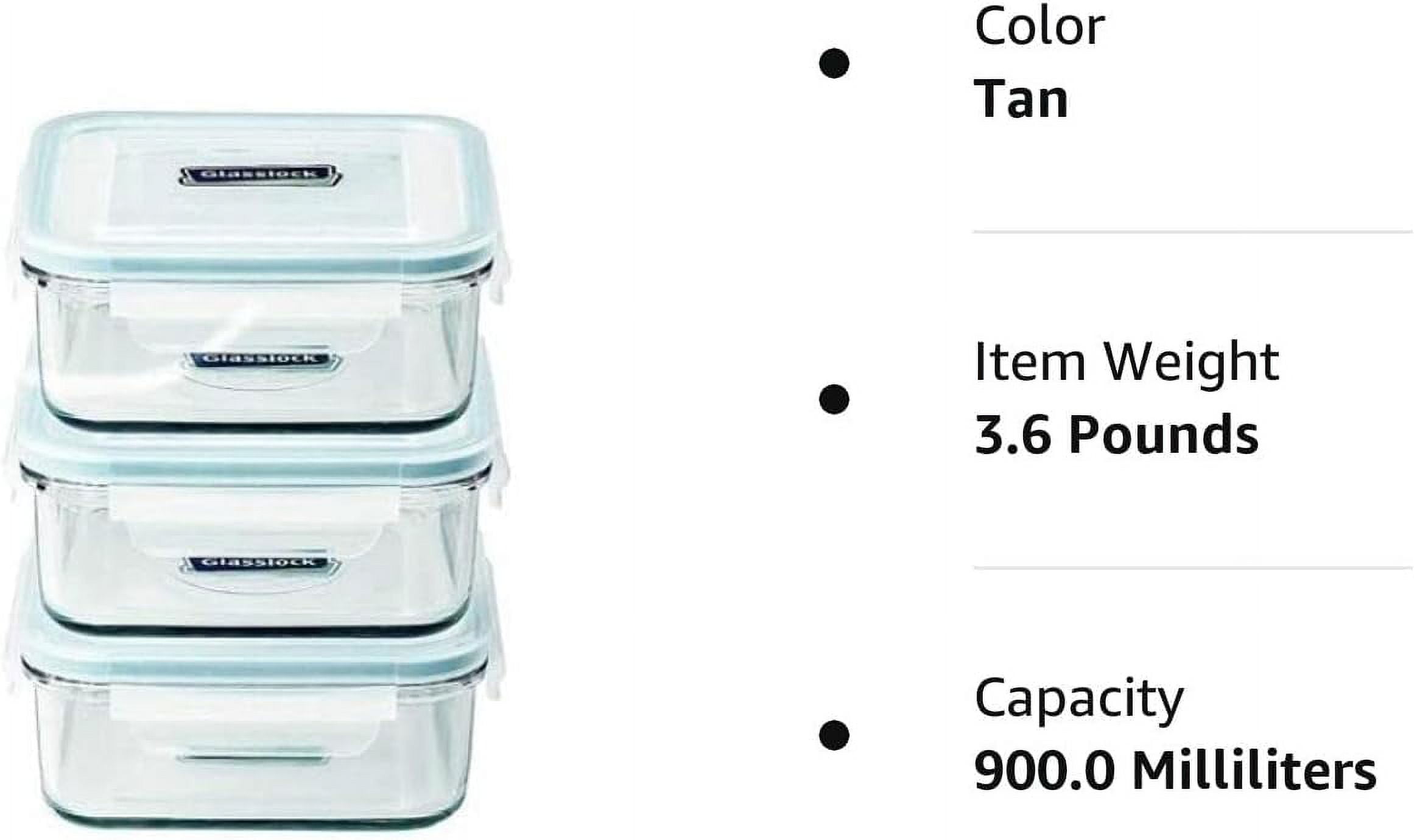 Glasslock Square Tempered Glass Food Container Set of 3 490ml/17oz