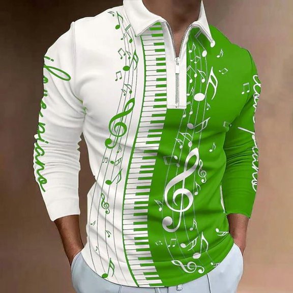 Mens Polo Shirt Lapel Collar Half Zipper Short Sleeve Solid Tshirts Comfortable Loose Fit Stylish Casual Fall Tops Green M