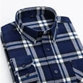 thumbnail image 4 of JUUYY Flannel Shirt for Men Casual Button Down Work Soft All Cotton Lightweight Flannel Mens Plaid Shirts Long Sleeve Dark Blue#1 XXL, 4 of 4