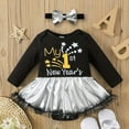 thumbnail image 2 of CUZIBR My First New Years Baby Girl Outfits Baby New Years Outfits O-Neck Long Sleeve Romper Dress Sets With Bow Headband Birthday Dailywear For Toddler, 2 of 9