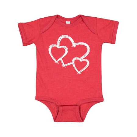 

Inktastic Three White Hearts Gift Baby Boy or Baby Girl Bodysuit