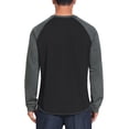 thumbnail image 3 of Men's Long Sleeve Tops Color Block Casual Raglan T-Shirt XL Gray Black, 3 of 5
