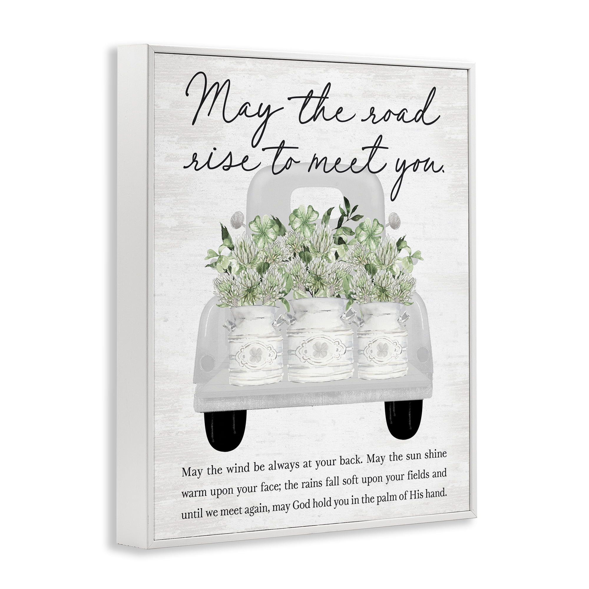 Stupell Industries Inspirational Spring Phrase Botanical & Floral Painting White Framed Art Print Wall Art, 11 x 14